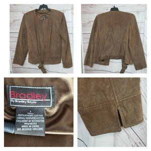 Bradley Bayou Embroidered Genuine Leather Brown Women Belted Jacket